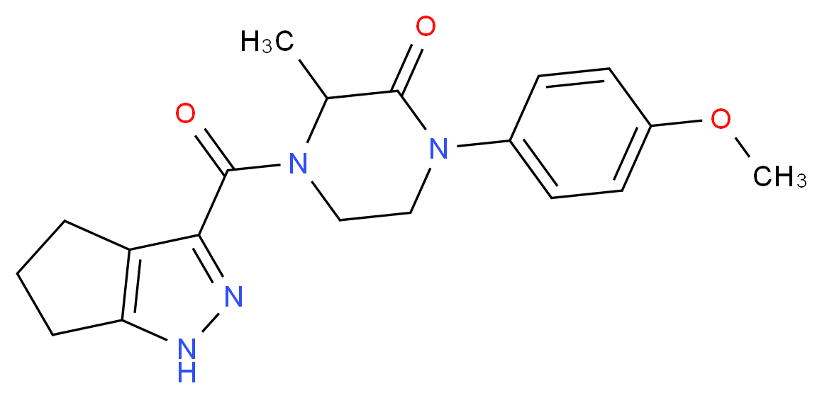 1-(4-methoxyphenyl)-3-methyl-4-(1,4,5,6-tetrahydrocyclopenta[c]pyrazol-3-ylcarbonyl)-2-piperazinone_分子结构_CAS_)
