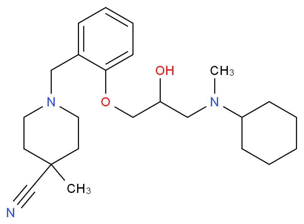 1-(2-{3-[cyclohexyl(methyl)amino]-2-hydroxypropoxy}benzyl)-4-methylpiperidine-4-carbonitrile_分子结构_CAS_)