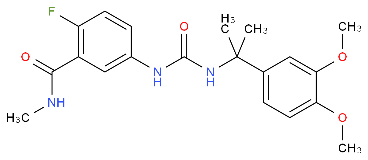 5-[({[1-(3,4-dimethoxyphenyl)-1-methylethyl]amino}carbonyl)amino]-2-fluoro-N-methylbenzamide_分子结构_CAS_)