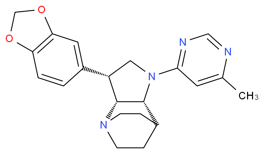 (3R*,3aR*,7aR*)-3-(1,3-benzodioxol-5-yl)-1-(6-methylpyrimidin-4-yl)octahydro-4,7-ethanopyrrolo[3,2-b]pyridine_分子结构_CAS_)