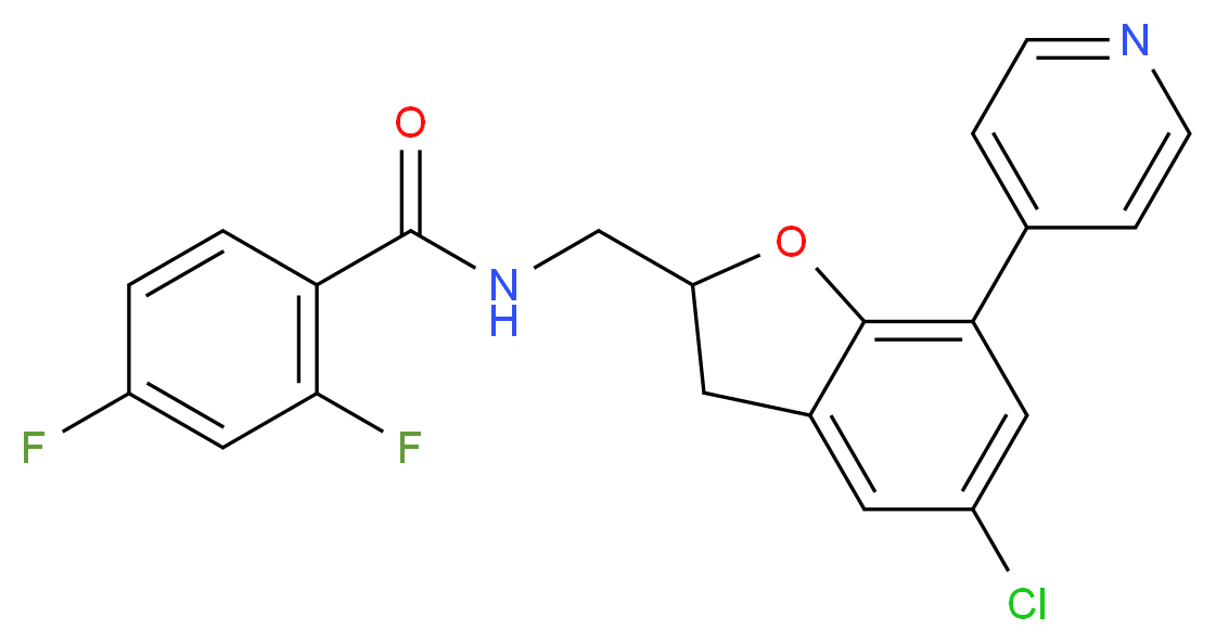 N-{[5-chloro-7-(4-pyridinyl)-2,3-dihydro-1-benzofuran-2-yl]methyl}-2,4-difluorobenzamide_分子结构_CAS_)