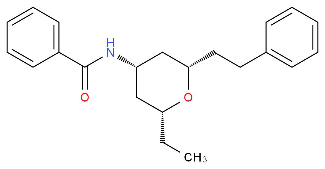 N-[(2R*,4S*,6S*)-2-ethyl-6-(2-phenylethyl)tetrahydro-2H-pyran-4-yl]benzamide_分子结构_CAS_)