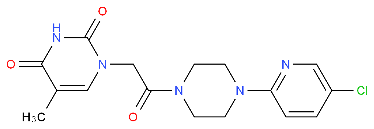 1-{2-[4-(5-chloro-2-pyridinyl)-1-piperazinyl]-2-oxoethyl}-5-methyl-2,4(1H,3H)-pyrimidinedione_分子结构_CAS_)