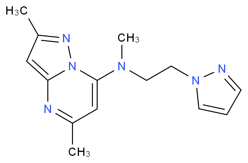 N,2,5-trimethyl-N-[2-(1H-pyrazol-1-yl)ethyl]pyrazolo[1,5-a]pyrimidin-7-amine_分子结构_CAS_)