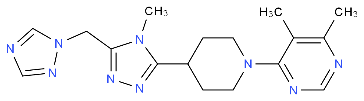 4,5-dimethyl-6-{4-[4-methyl-5-(1H-1,2,4-triazol-1-ylmethyl)-4H-1,2,4-triazol-3-yl]piperidin-1-yl}pyrimidine_分子结构_CAS_)
