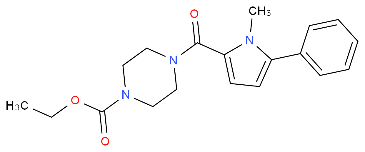 ethyl 4-[(1-methyl-5-phenyl-1H-pyrrol-2-yl)carbonyl]piperazine-1-carboxylate_分子结构_CAS_)
