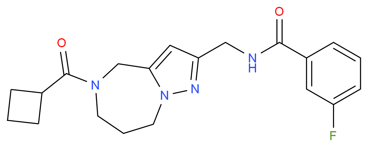 N-{[5-(cyclobutylcarbonyl)-5,6,7,8-tetrahydro-4H-pyrazolo[1,5-a][1,4]diazepin-2-yl]methyl}-3-fluorobenzamide_分子结构_CAS_)