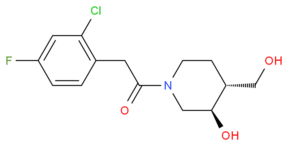 (3R*,4R*)-1-[(2-chloro-4-fluorophenyl)acetyl]-4-(hydroxymethyl)-3-piperidinol_分子结构_CAS_)