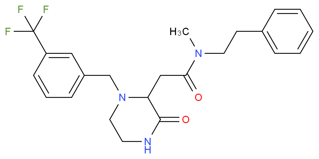 N-methyl-2-{3-oxo-1-[3-(trifluoromethyl)benzyl]-2-piperazinyl}-N-(2-phenylethyl)acetamide_分子结构_CAS_)