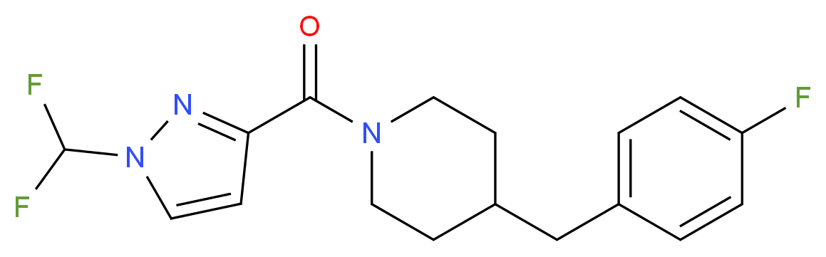 1-{[1-(difluoromethyl)-1H-pyrazol-3-yl]carbonyl}-4-(4-fluorobenzyl)piperidine_分子结构_CAS_)