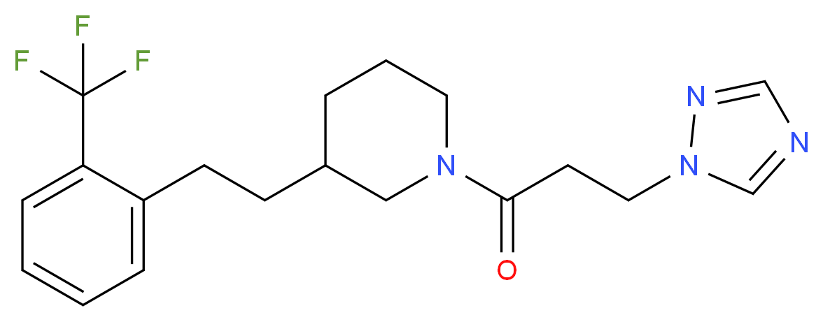 1-[3-(1H-1,2,4-triazol-1-yl)propanoyl]-3-{2-[2-(trifluoromethyl)phenyl]ethyl}piperidine_分子结构_CAS_)