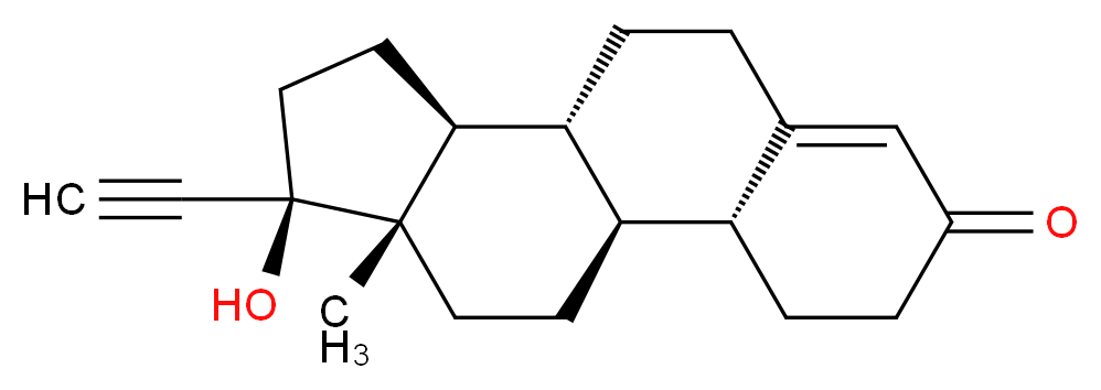 (1S,2R,10R,11S,14R,15S)-14-ethynyl-14-hydroxy-15-methyltetracyclo[8.7.0.0<sup>2</sup>,<sup>7</sup>.0<sup>1</sup><sup>1</sup>,<sup>1</sup><sup>5</sup>]heptadec-6-en-5-one_分子结构_CAS_68-22-4