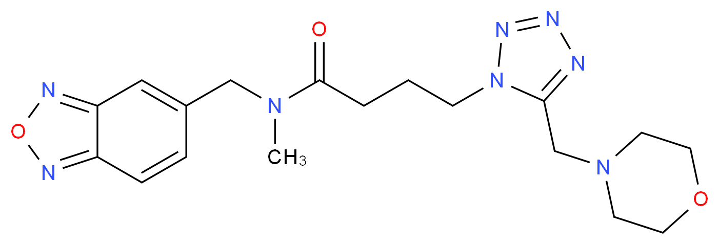 N-(2,1,3-benzoxadiazol-5-ylmethyl)-N-methyl-4-[5-(morpholin-4-ylmethyl)-1H-tetrazol-1-yl]butanamide_分子结构_CAS_)