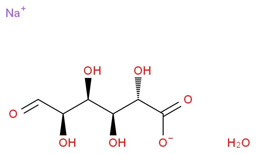 sodium (2S,3S,4S,5R)-2,3,4,5-tetrahydroxy-6-oxohexanoate hydrate_分子结构_CAS_207300-70-7