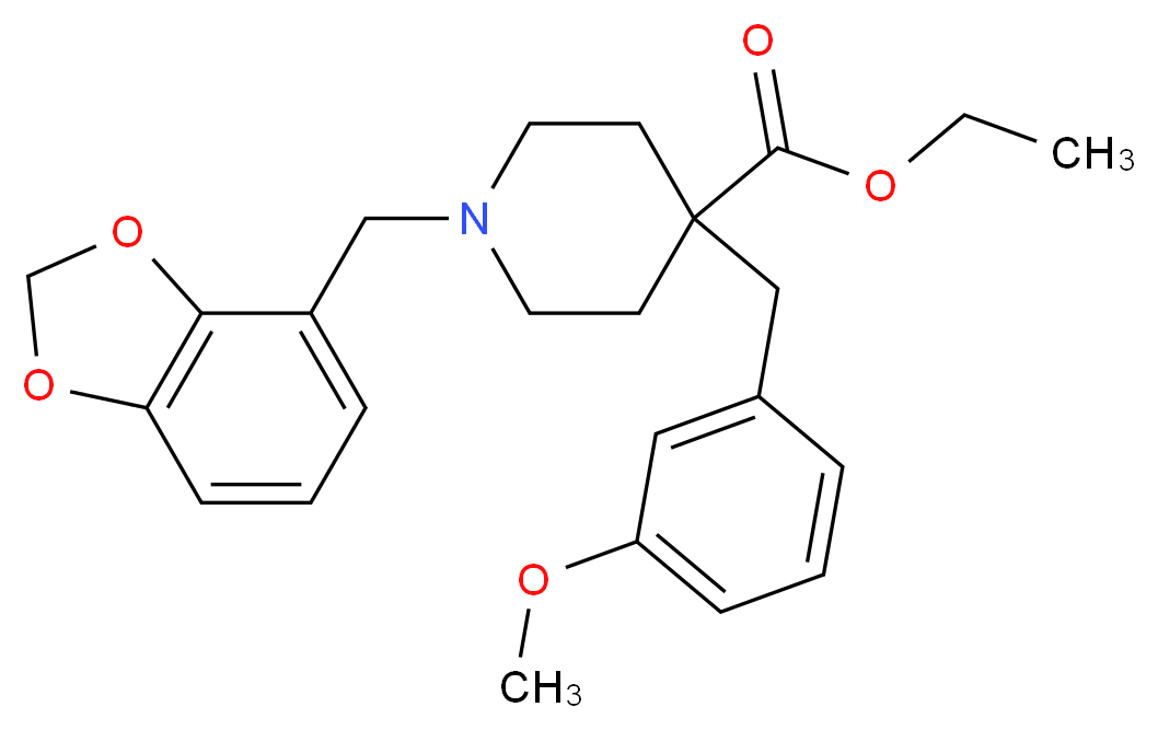 ethyl 1-(1,3-benzodioxol-4-ylmethyl)-4-(3-methoxybenzyl)-4-piperidinecarboxylate_分子结构_CAS_)