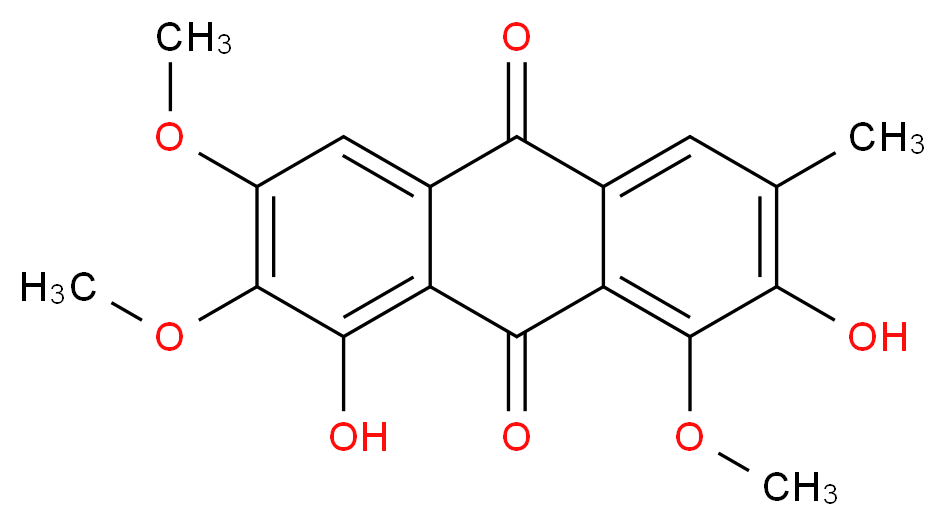 1,7-dihydroxy-2,3,8-trimethoxy-6-methyl-9,10-dihydroanthracene-9,10-dione_分子结构_CAS_70588-05-5