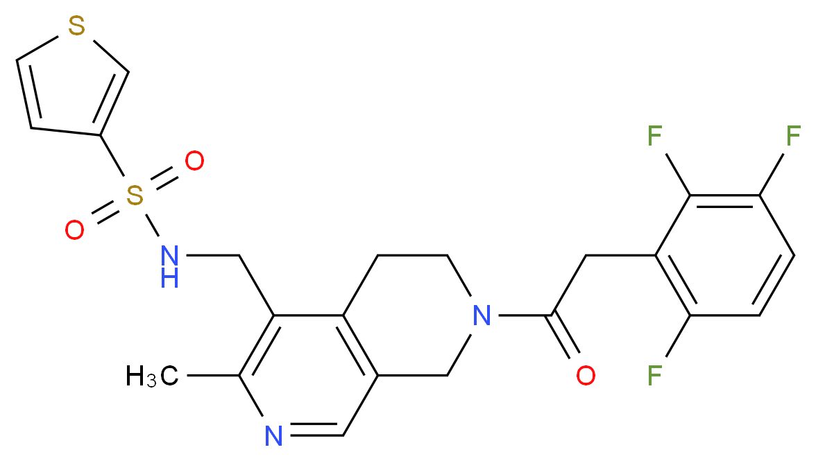 N-({3-methyl-7-[(2,3,6-trifluorophenyl)acetyl]-5,6,7,8-tetrahydro-2,7-naphthyridin-4-yl}methyl)-3-thiophenesulfonamide_分子结构_CAS_)