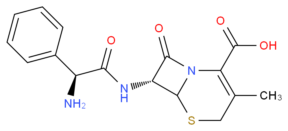 (7R)-7-[(2S)-2-amino-2-phenylacetamido]-3-methyl-8-oxo-5-thia-1-azabicyclo[4.2.0]oct-2-ene-2-carboxylic acid_分子结构_CAS_34632-04-7