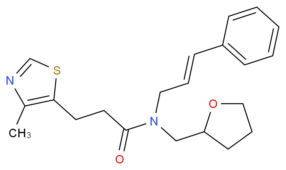 3-(4-methyl-1,3-thiazol-5-yl)-N-[(2E)-3-phenyl-2-propen-1-yl]-N-(tetrahydro-2-furanylmethyl)propanamide_分子结构_CAS_)