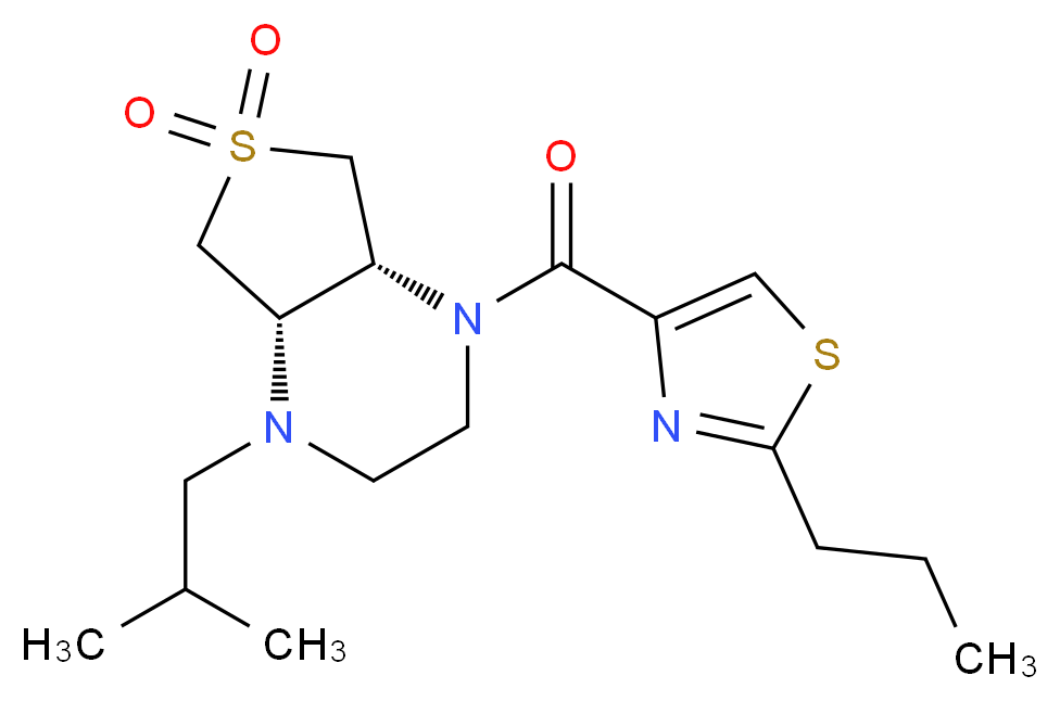 (4aR*,7aS*)-1-isobutyl-4-[(2-propyl-1,3-thiazol-4-yl)carbonyl]octahydrothieno[3,4-b]pyrazine 6,6-dioxide_分子结构_CAS_)