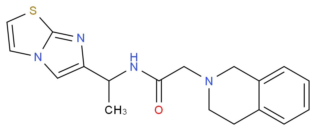 2-(3,4-dihydroisoquinolin-2(1H)-yl)-N-(1-imidazo[2,1-b][1,3]thiazol-6-ylethyl)acetamide_分子结构_CAS_)