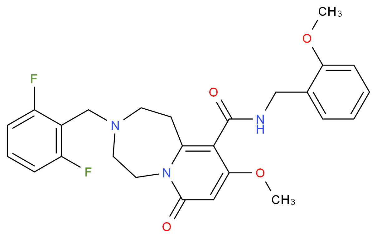 3-(2,6-difluorobenzyl)-9-methoxy-N-(2-methoxybenzyl)-7-oxo-1,2,3,4,5,7-hexahydropyrido[1,2-d][1,4]diazepine-10-carboxamide_分子结构_CAS_)