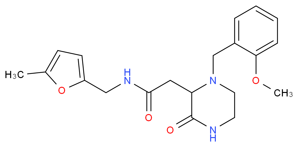 2-[1-(2-methoxybenzyl)-3-oxo-2-piperazinyl]-N-[(5-methyl-2-furyl)methyl]acetamide_分子结构_CAS_)