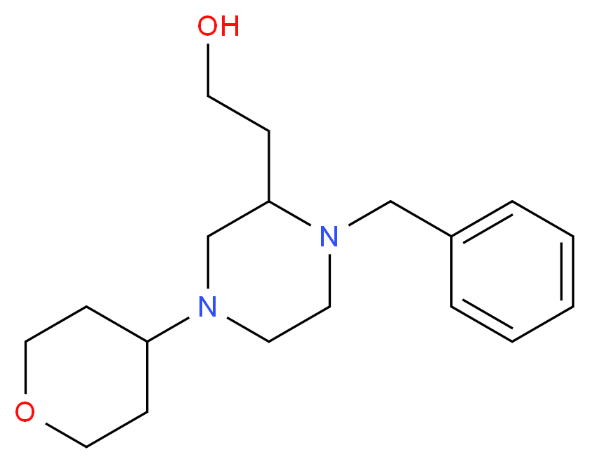 2-[1-benzyl-4-(tetrahydro-2H-pyran-4-yl)-2-piperazinyl]ethanol_分子结构_CAS_)