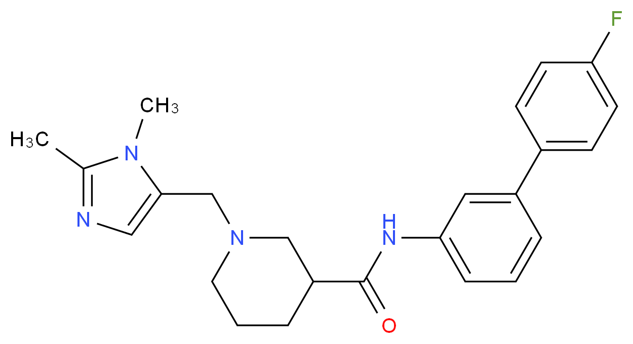 1-[(1,2-dimethyl-1H-imidazol-5-yl)methyl]-N-(4'-fluoro-3-biphenylyl)-3-piperidinecarboxamide_分子结构_CAS_)