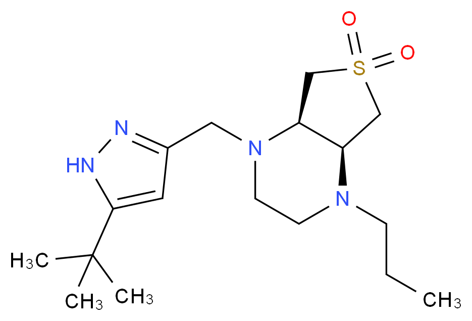 (4aS*,7aR*)-1-[(5-tert-butyl-1H-pyrazol-3-yl)methyl]-4-propyloctahydrothieno[3,4-b]pyrazine 6,6-dioxide_分子结构_CAS_)