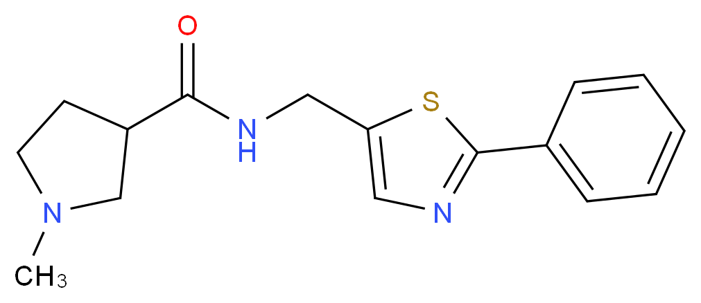 1-methyl-N-[(2-phenyl-1,3-thiazol-5-yl)methyl]-3-pyrrolidinecarboxamide_分子结构_CAS_)