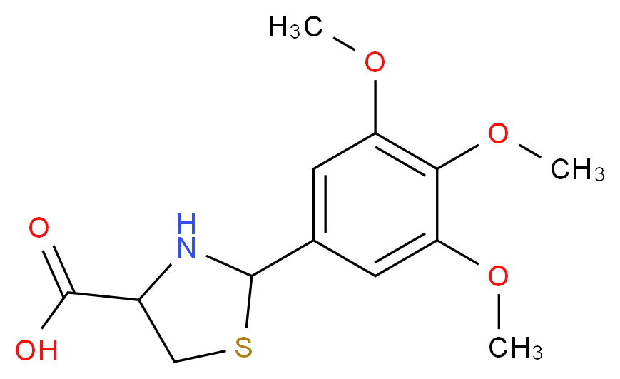 2-(3,4,5-trimethoxyphenyl)-1,3-thiazolidine-4-carboxylic acid_分子结构_CAS_72678-94-5