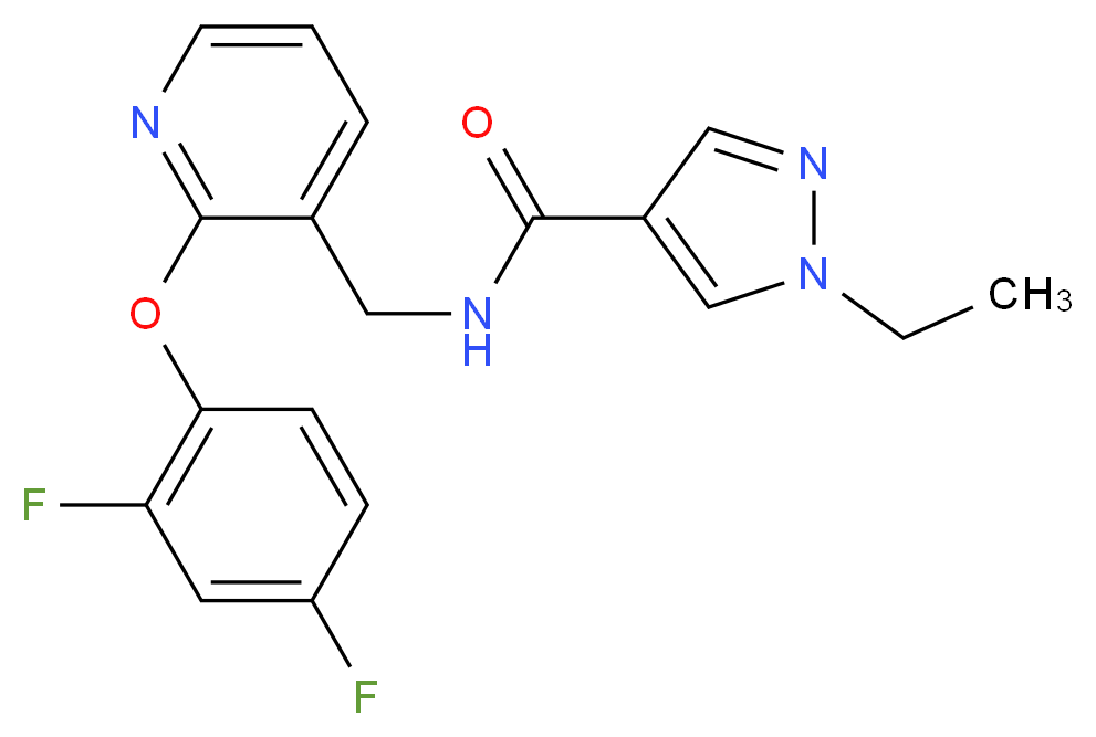 N-{[2-(2,4-difluorophenoxy)pyridin-3-yl]methyl}-1-ethyl-1H-pyrazole-4-carboxamide_分子结构_CAS_)