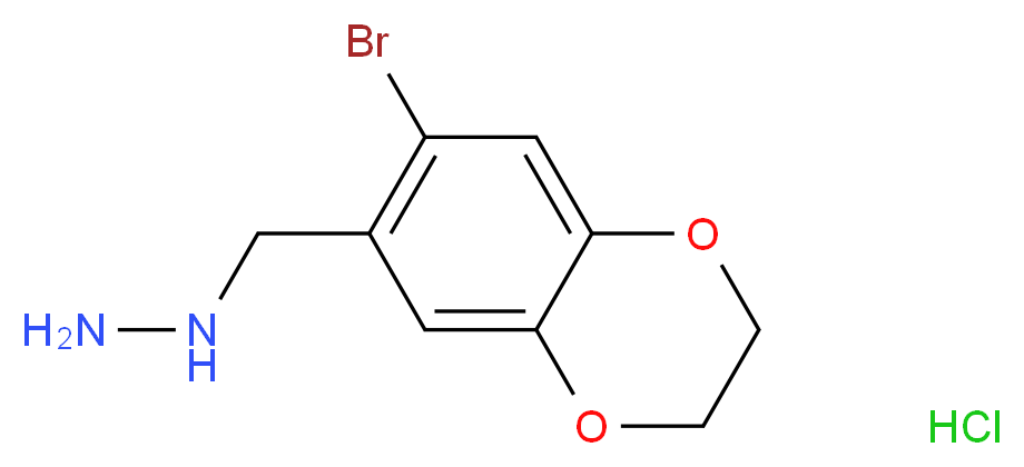 [(7-bromo-2,3-dihydro-1,4-benzodioxin-6-yl)methyl]hydrazine hydrochloride_分子结构_CAS_926229-75-6