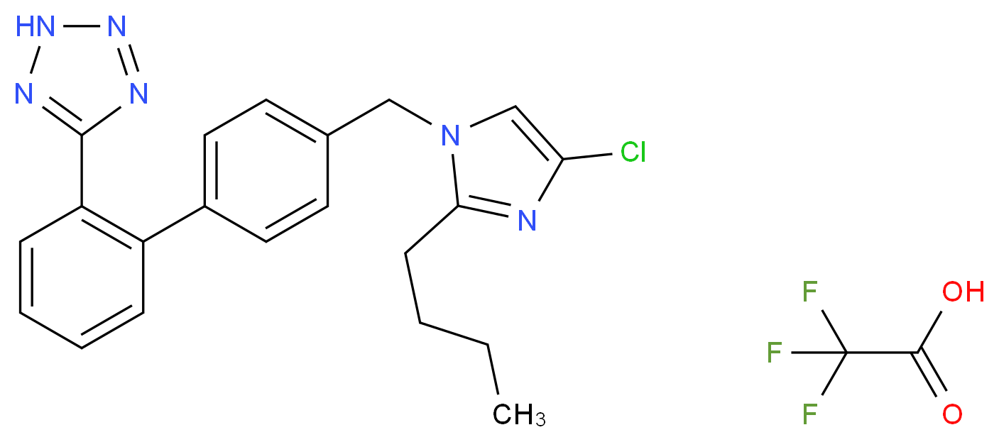 5-(2-{4-[(2-butyl-4-chloro-1H-imidazol-1-yl)methyl]phenyl}phenyl)-2H-1,2,3,4-tetrazole; trifluoroacetic acid_分子结构_CAS_1215727-33-5