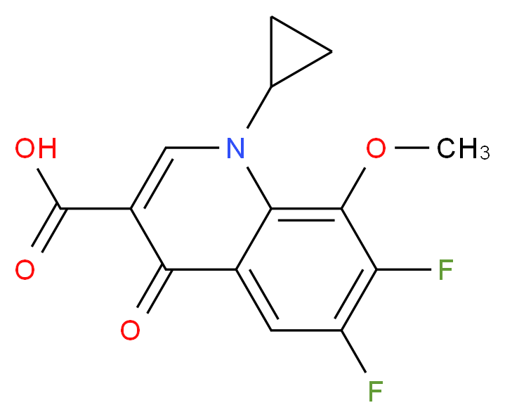 1-cyclopropyl-6,7-difluoro-8-methoxy-4-oxo-1,4-dihydroquinoline-3-carboxylic acid_分子结构_CAS_112811-72-0