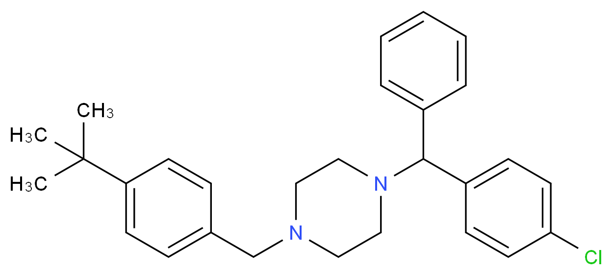 1-[(4-tert-butylphenyl)methyl]-4-[(4-chlorophenyl)(phenyl)methyl]piperazine_分子结构_CAS_82-95-1