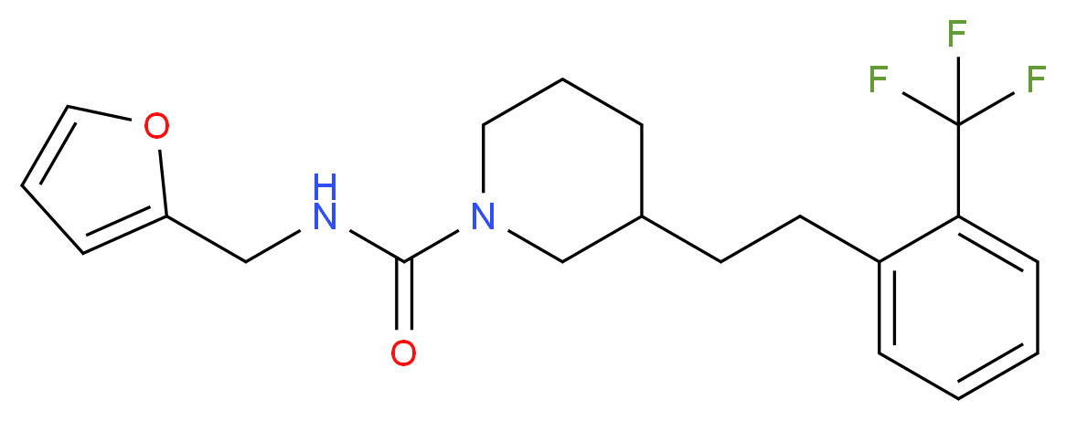 N-(2-furylmethyl)-3-{2-[2-(trifluoromethyl)phenyl]ethyl}-1-piperidinecarboxamide_分子结构_CAS_)