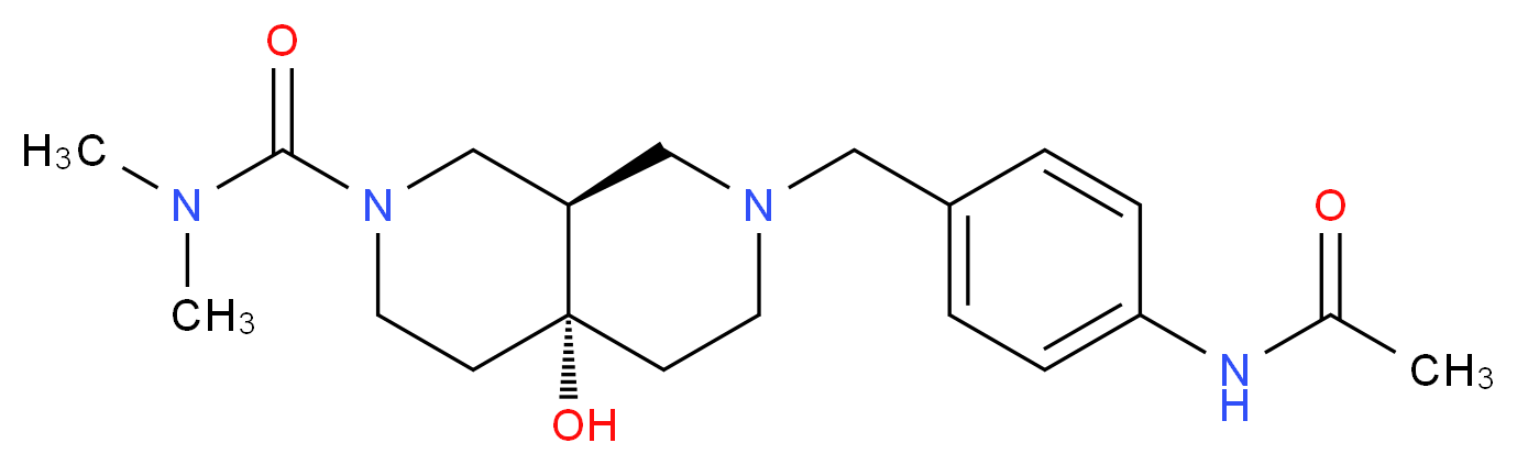 (4aR*,8aR*)-7-[4-(acetylamino)benzyl]-4a-hydroxy-N,N-dimethyloctahydro-2,7-naphthyridine-2(1H)-carboxamide_分子结构_CAS_)