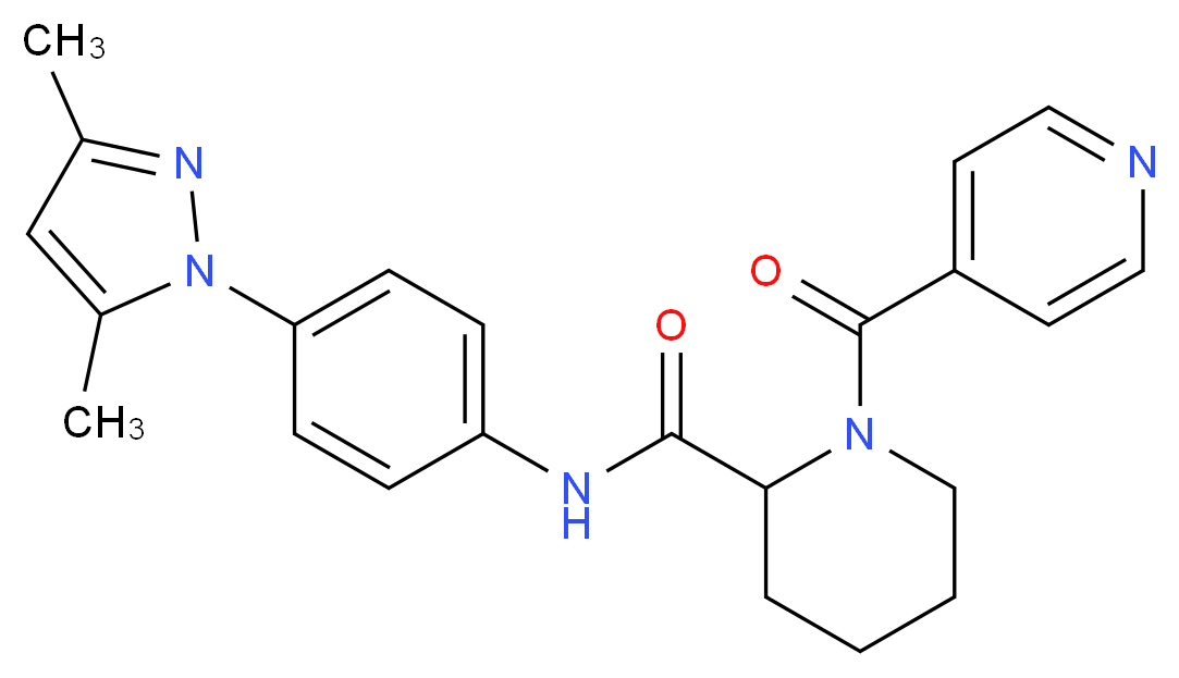 N-[4-(3,5-dimethyl-1H-pyrazol-1-yl)phenyl]-1-isonicotinoyl-2-piperidinecarboxamide_分子结构_CAS_)