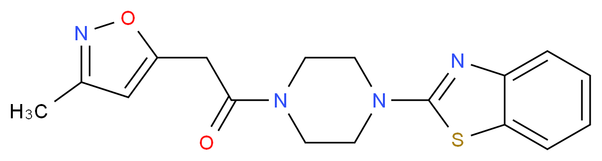 2-{4-[(3-methyl-5-isoxazolyl)acetyl]-1-piperazinyl}-1,3-benzothiazole_分子结构_CAS_)