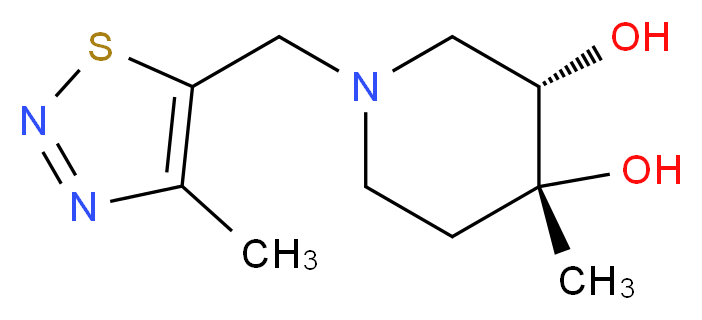 (3S*,4R*)-4-methyl-1-[(4-methyl-1,2,3-thiadiazol-5-yl)methyl]piperidine-3,4-diol_分子结构_CAS_)