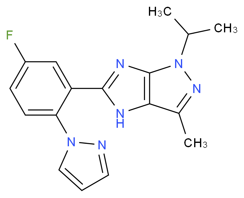 5-[5-fluoro-2-(1H-pyrazol-1-yl)phenyl]-1-isopropyl-3-methyl-1,4-dihydroimidazo[4,5-c]pyrazole_分子结构_CAS_)