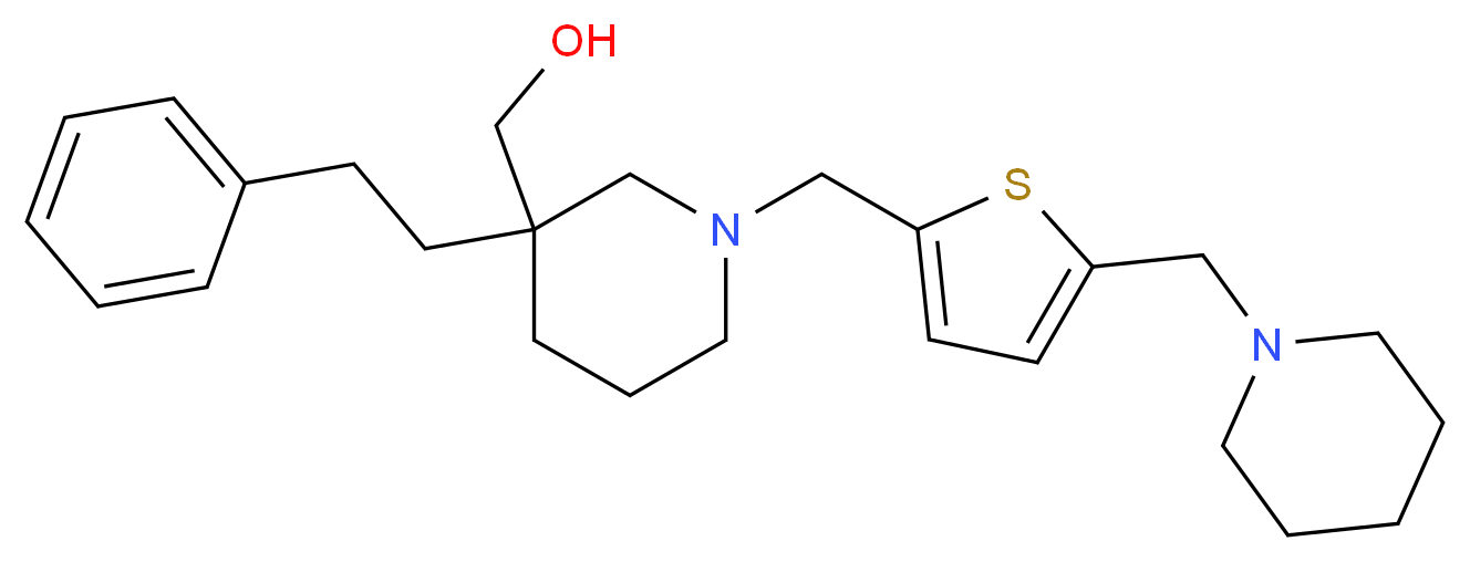 (3-(2-phenylethyl)-1-{[5-(1-piperidinylmethyl)-2-thienyl]methyl}-3-piperidinyl)methanol_分子结构_CAS_)