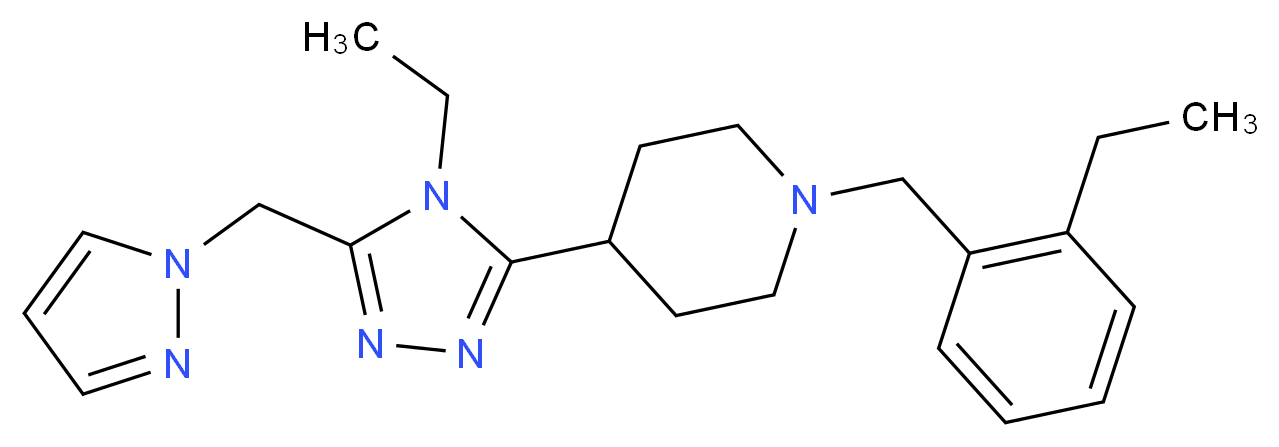 1-(2-ethylbenzyl)-4-[4-ethyl-5-(1H-pyrazol-1-ylmethyl)-4H-1,2,4-triazol-3-yl]piperidine_分子结构_CAS_)
