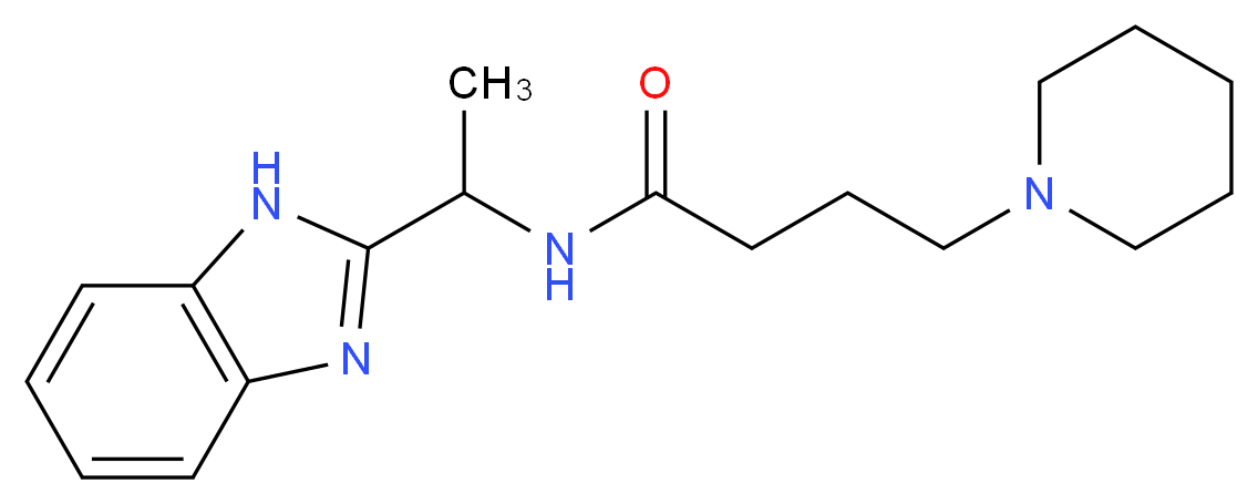 N-[1-(1H-benzimidazol-2-yl)ethyl]-4-(1-piperidinyl)butanamide_分子结构_CAS_)
