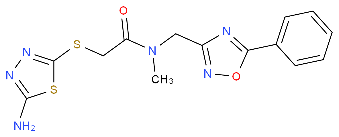 2-[(5-amino-1,3,4-thiadiazol-2-yl)thio]-N-methyl-N-[(5-phenyl-1,2,4-oxadiazol-3-yl)methyl]acetamide_分子结构_CAS_)