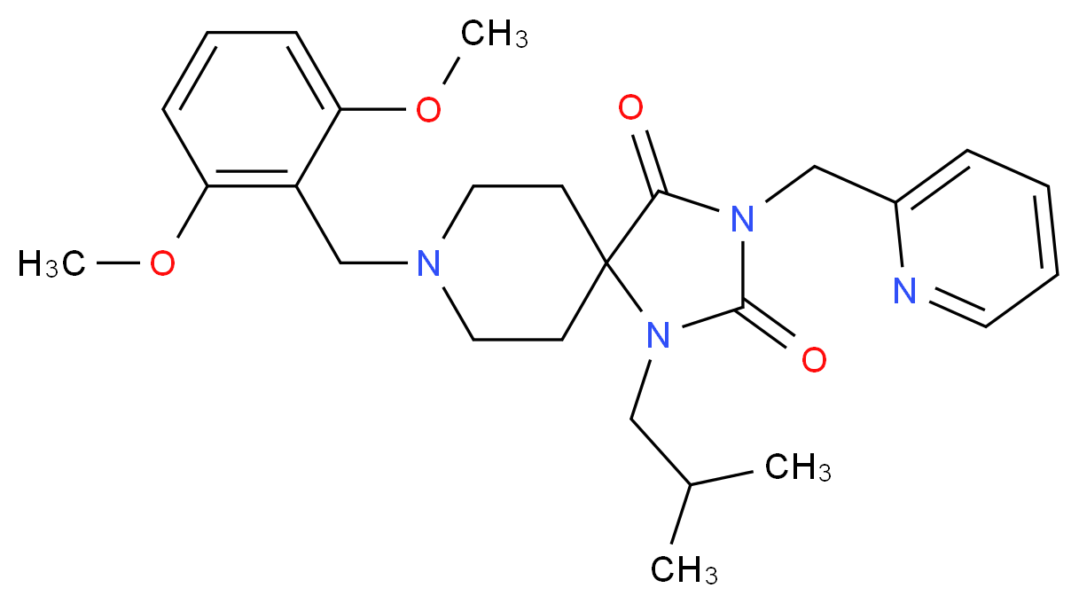 8-(2,6-dimethoxybenzyl)-1-isobutyl-3-(2-pyridinylmethyl)-1,3,8-triazaspiro[4.5]decane-2,4-dione_分子结构_CAS_)