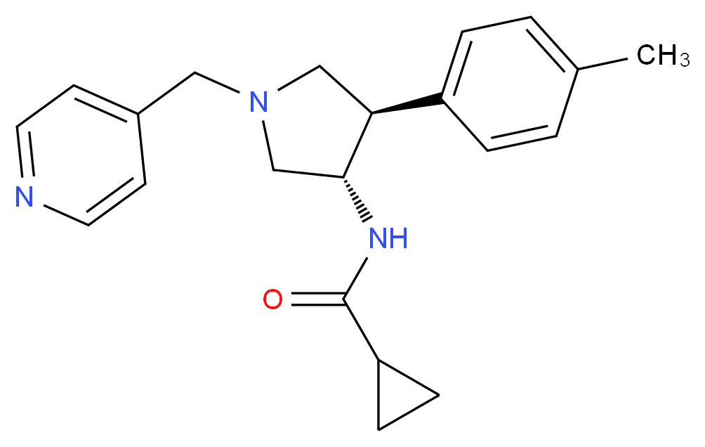 N-[(3S*,4R*)-4-(4-methylphenyl)-1-(4-pyridinylmethyl)-3-pyrrolidinyl]cyclopropanecarboxamide_分子结构_CAS_)