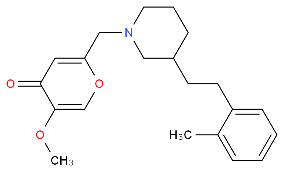 5-methoxy-2-({3-[2-(2-methylphenyl)ethyl]-1-piperidinyl}methyl)-4H-pyran-4-one_分子结构_CAS_)